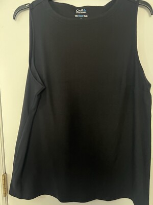 NEW! Croft&Barrow Sleeveless Tank Bateau Neckline 100% Cotton - Black Size 1X