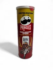 🥩 NEW Pringles Beer-Braised Steak Flavor Chips – 5.5 oz Can – Limited Edition