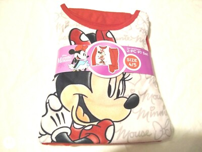 4/5 Disney Minnie Mouse girl red flannel pajama set