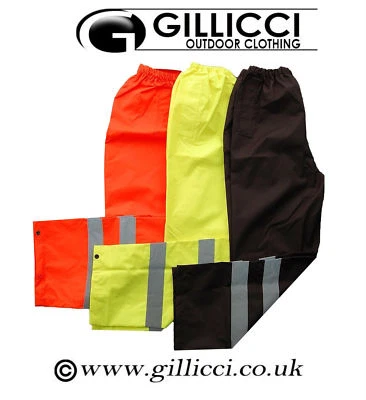 GILLICCI High Hi Viz Vis Visibility Work Wear Protective Safety Over Trousers Waterproof