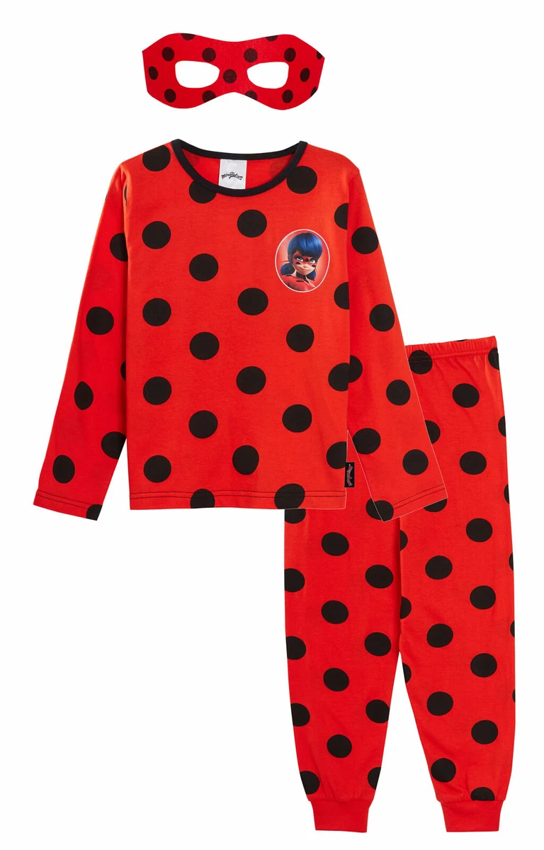 Girls Miraculous Ladybug Dress Up Pyjamas With Mask Kids Full Length Pjs | eBay