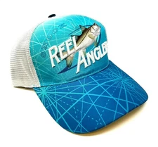 REEL ANGLER SUBLIMATED SNOOK FISHING CURVED BILL MESH TRUCKER SNAPBACK HAT CAP