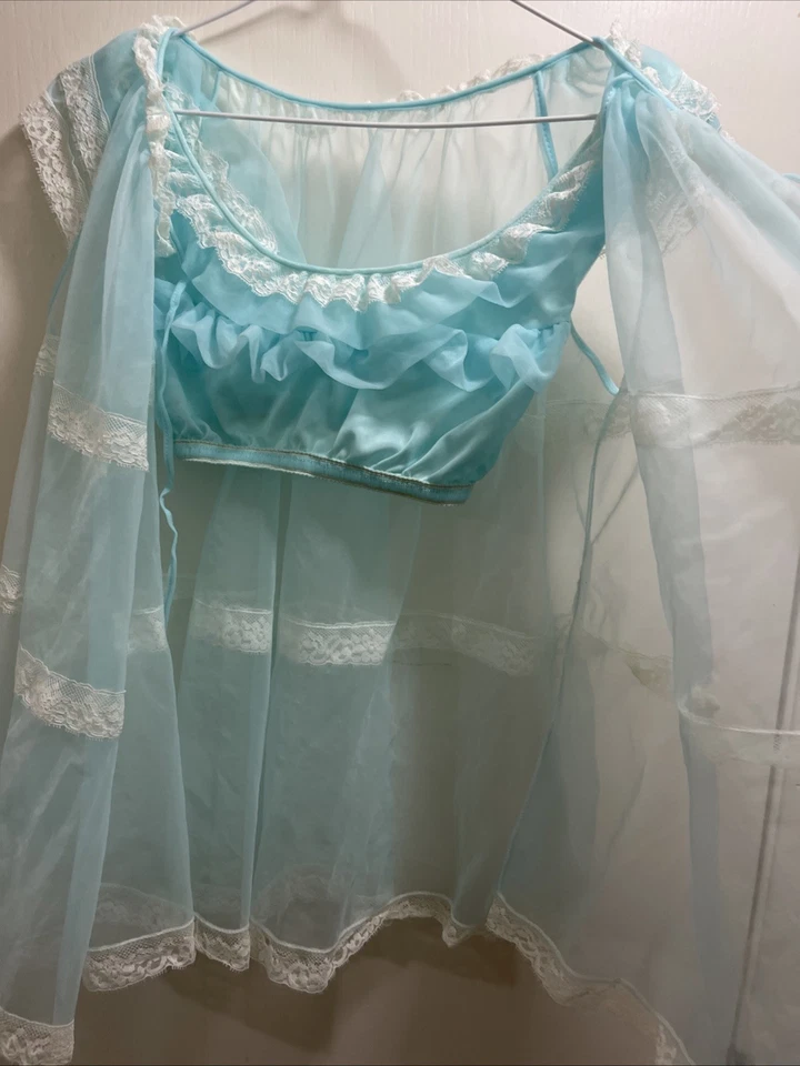 Vintage Rare  60s Sexy Short  Sweet Sheer & Lace Cover Nighty Matching Bralette - Image 4 of 4