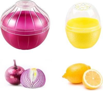 2PCS Fruit and Vegetable Shaped Savers Onion and Lemon Storage Containers for