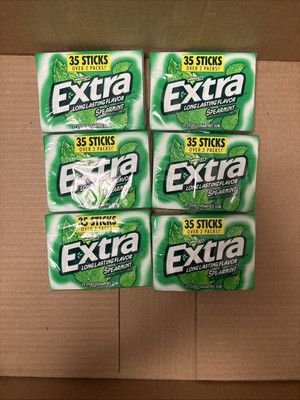 Spearmint Sugar Free Chewing Gum 6 Pk Mega Packs, 35 Sticks , EXP 02/26