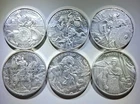 Lot of 6 – Legendary Warriors Series Set 1-oz .999 Fine Silver Rounds