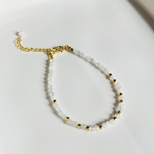 Moonstone Bracelet  7 Inches  Gold-Plated 925 Sterling Silver Jewelry