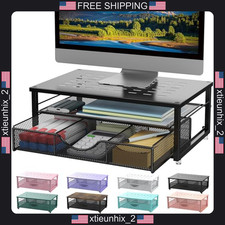 Monitor Stand Riser with Drawer and Storage Tray for Office Desk