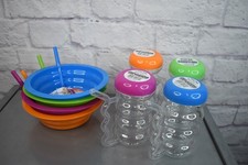 8 Pc Cereal Bowls with Straws & Kids Straw Cups Set Sippy Sip-a-Bowl BPA Free
