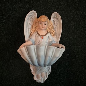 Angel Holy Water Font VTG 506 Made In Germany 6”Porcelain Beautiful, Perfect!!!