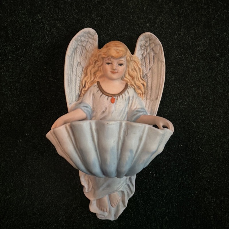 Angel Holy Water Font VTG 506 Made In Germany 6”Porcelain Beautiful, Perfect!!!