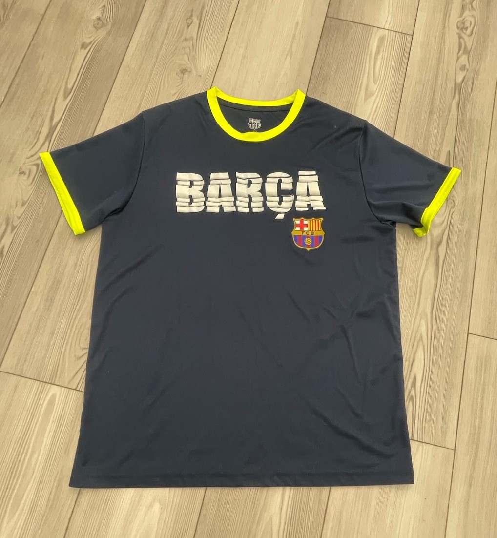 Barcelona Football Club FC Soccer Barca Men’s L Navy Blue Jersey T Shirt FCB