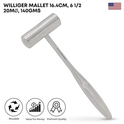 Williger Mallet 16.4cm 20mm Head Bone Hammer Orthopedic Surgical Instrument