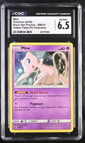 2019 Mew SM215 Hidden Fates Pin Collection Black Star Promos CGC 6.5 Ex/nm+