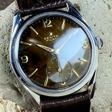 Zenith Pilot Rare Chocolate dial cal.126 vintage men’s watch From 1955 SERVICED 17