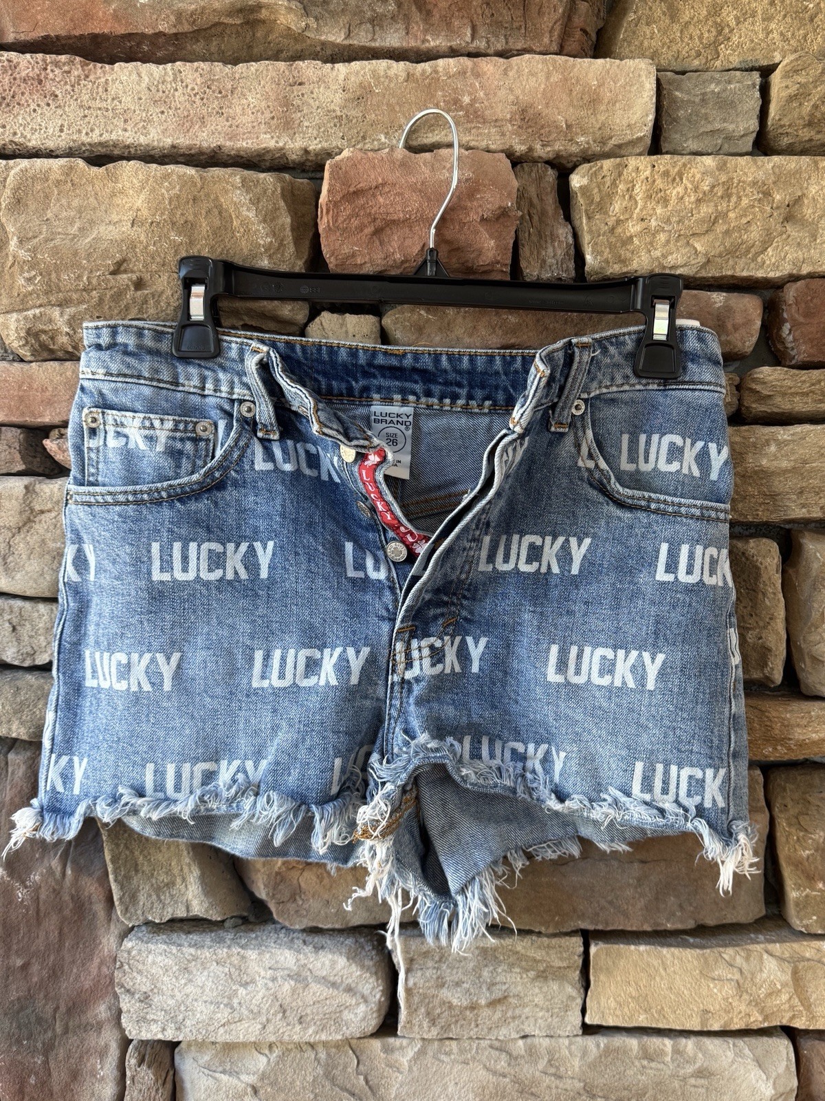 Lucky Brand Women's Denim Blue Shorts Size 26, High Rise Button Fly