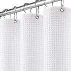 Waffle Weave Shower Curtain White Cotton Fabric Texture Heavyweight 72x72 Inch