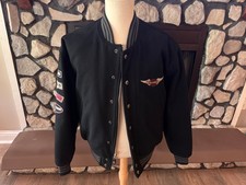 Harley Davidson Vintage Motorcycle Varsity Jacket w/ Nylon Lining