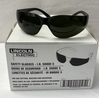 New Lincoln Electric Safety Glasses, Black Frame 1-PAIR IR Shade 5 K3688-1 (SH9)