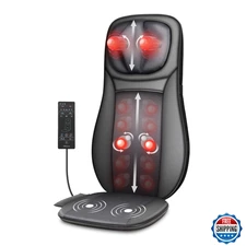 Snailax Shiatsu Neck & Back Massager w/ Heat, Rolling, Kneading, Chair Pad