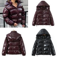 Women's Hooded Quilted Jacket Zip Up Warm Winter Coat Thicken Short Outerwear