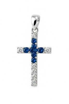 Sapphire Crosslight Mini   Kreuzanhänger aus 960 Argentium Silber