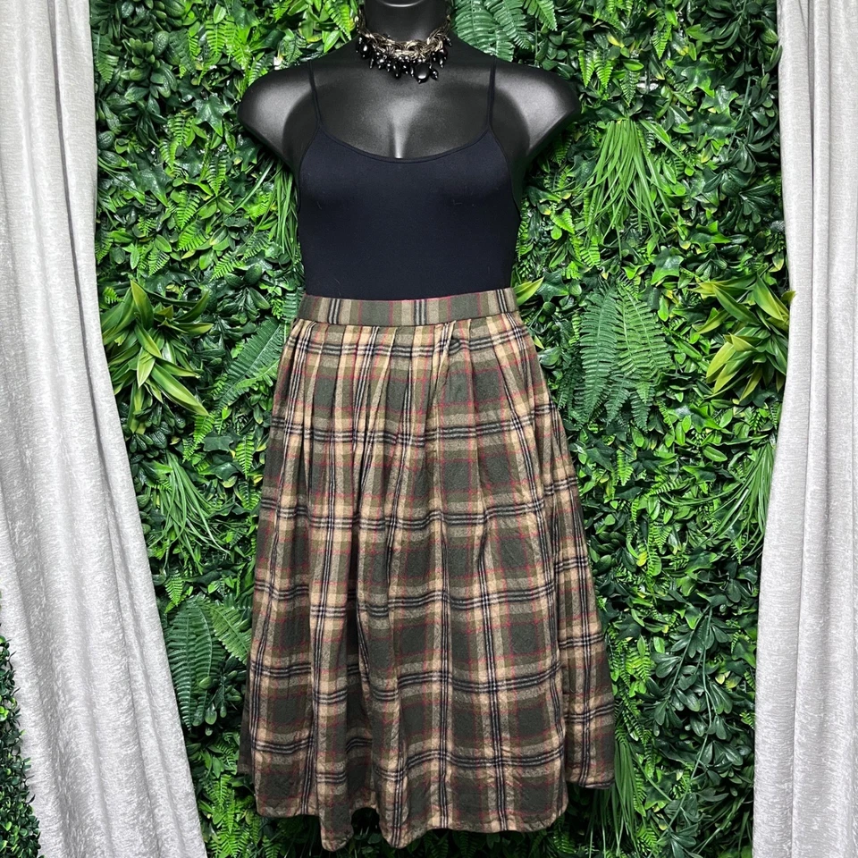 Falda vintage Evan picónica talla 12 plisada a cuadros mezcla de lana hasta la rodilla 3401 Foto 2 de 4