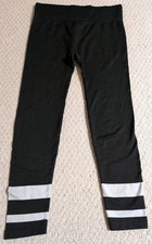 Wallflower Womens Large/X Large Black  Grey Striped Polyester Blend Leggings 24
