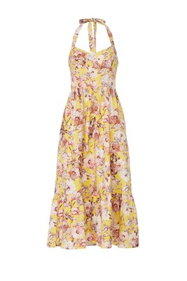 Bardot Labella Midi Tiered Dress Womens Linen Cottagecore Fairy Romantic  Regency | eBay