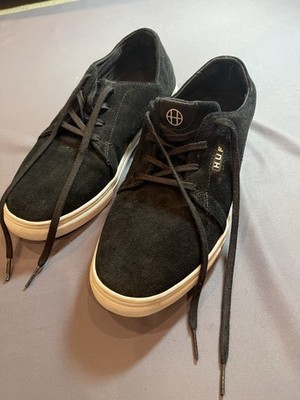 HUF skateboarding shoes, men's size 10, used,  ~2014, black suede, white sole