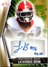 2022 Sage Gold #A-LB Latavious Brini Auto /100 Georgia Arkansas & Jaguars RC