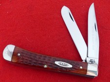 Case XX Stainless USA 6254 red bone 1965-69 trapper Tested XX Razor Edge knife