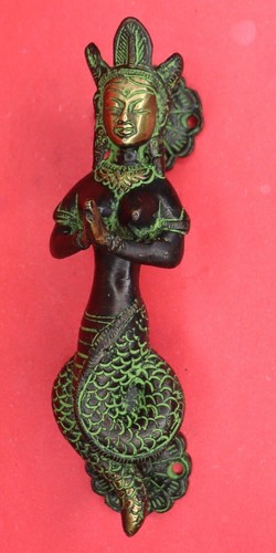 Serpent Goddess Nag Kanya Naga Kanya Door Pull Handle Handcrafted Brass Figure