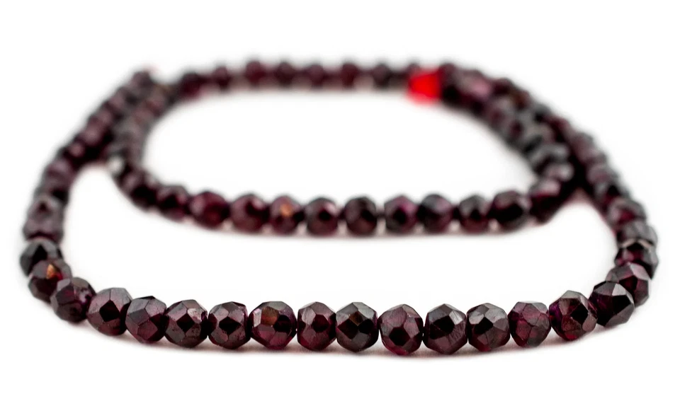 Faceted Hex Cut Garnet Beads 6mm Purple Gemstone 16 Inch Strand - Image 3 of 4