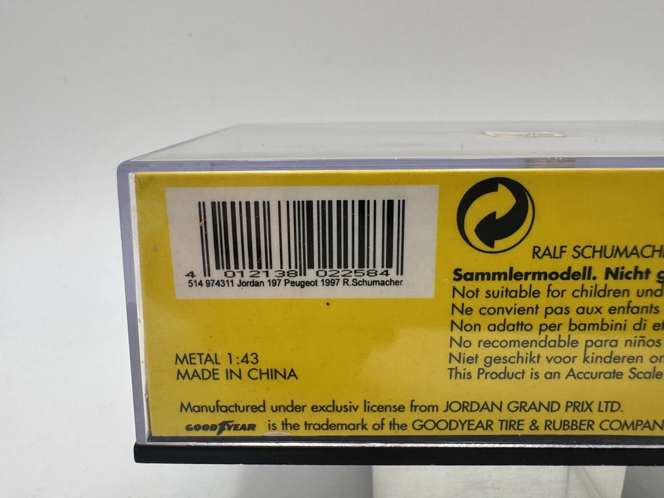DIE CAST 1/43 " JORDAN PEUGEOT 197 R. SCHUMACHER " (514 974311) MINICHAMPS - Immagine 2 di 2
