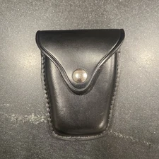 Jay-Pee Police Black Handcuff Leather Case Holder Belt Heavy Duty Snap closure