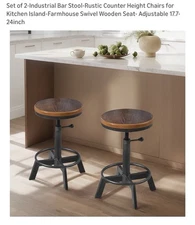 Rustic Bar Stool Set of 2 25.8"