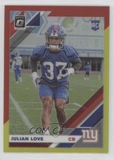 2019 Panini Donruss Optic Rookies Red & Yellow Prizm Julian Love #112 a0s