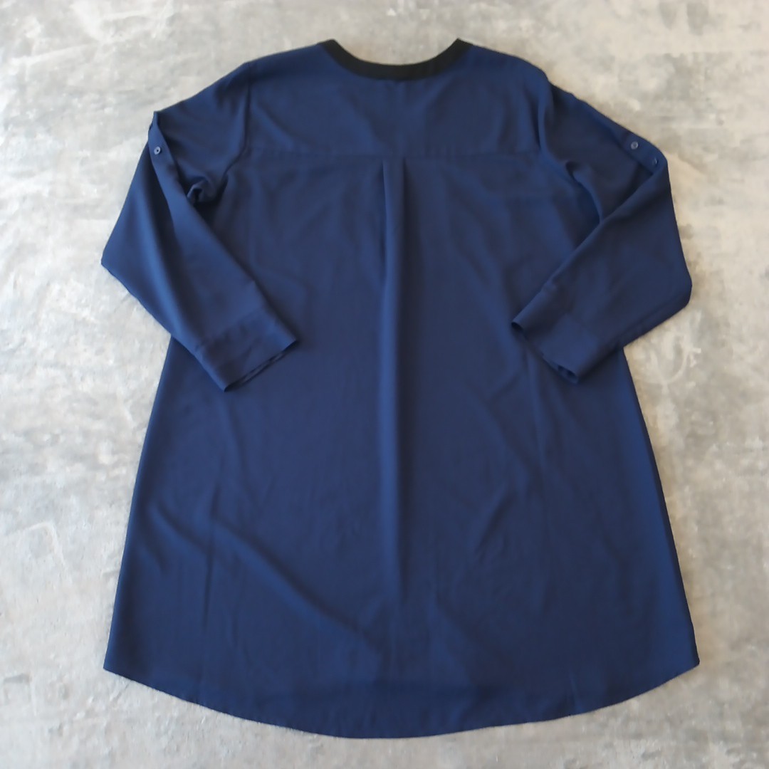 Express Shift Dress XL Blue Long Sleeve 1/4 Zip Knee Length V Neck Pockets
