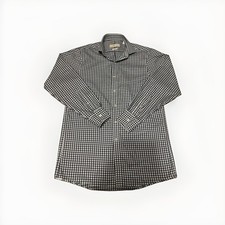 Michael Kors Men s Dress Shirt 15 32/33 Blue White Gingham Check Non Iron