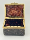 Vintage Murano Glass Casket Jewelry /Trinket Box Goldtone Frame  Italy
