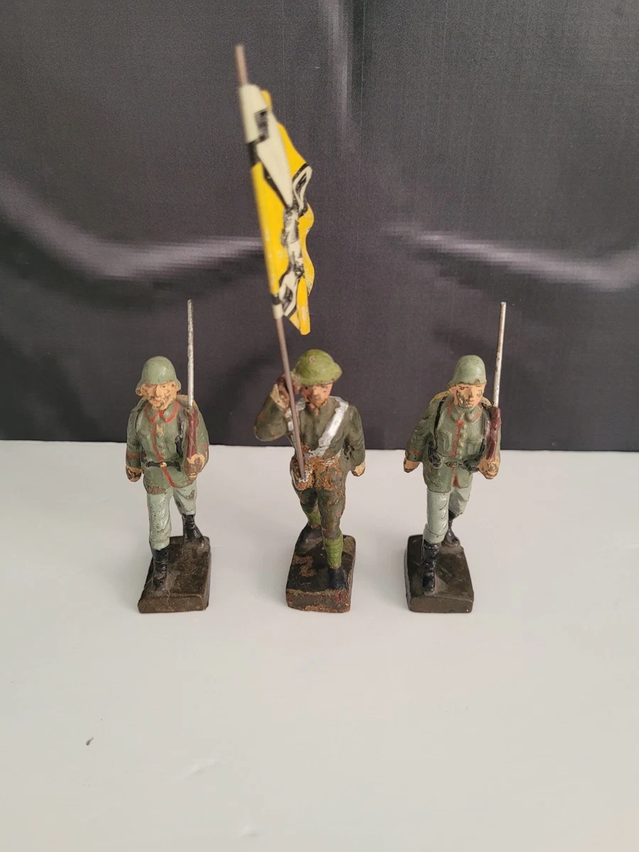 WW1 RARE, LOT 2 figurines soldats composition plâtre Elastolin Linéol