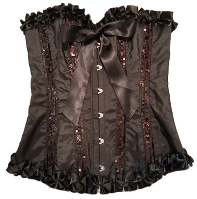 Lace-up Boned Corset Bustier Adore Me Sequin Ruffled Sz M Goth Steampunk Grunge