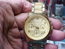 NICE LADIES MICHAEL KORS WATCH CHRONOGRAPH MODEL YGP 38MM TWO/TONE BAND MK-5660