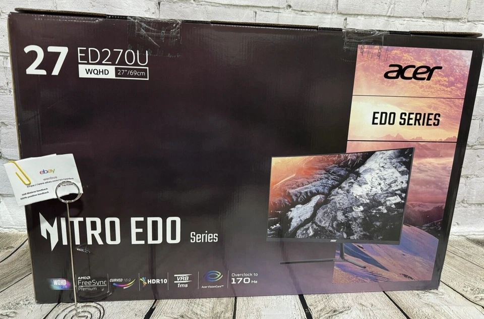 Acer Nitro 27" 1500R Curved WQHD (2560 x 1440) Gaming Monitor, 170Hz ,1ms, Black - Image 2 of 4