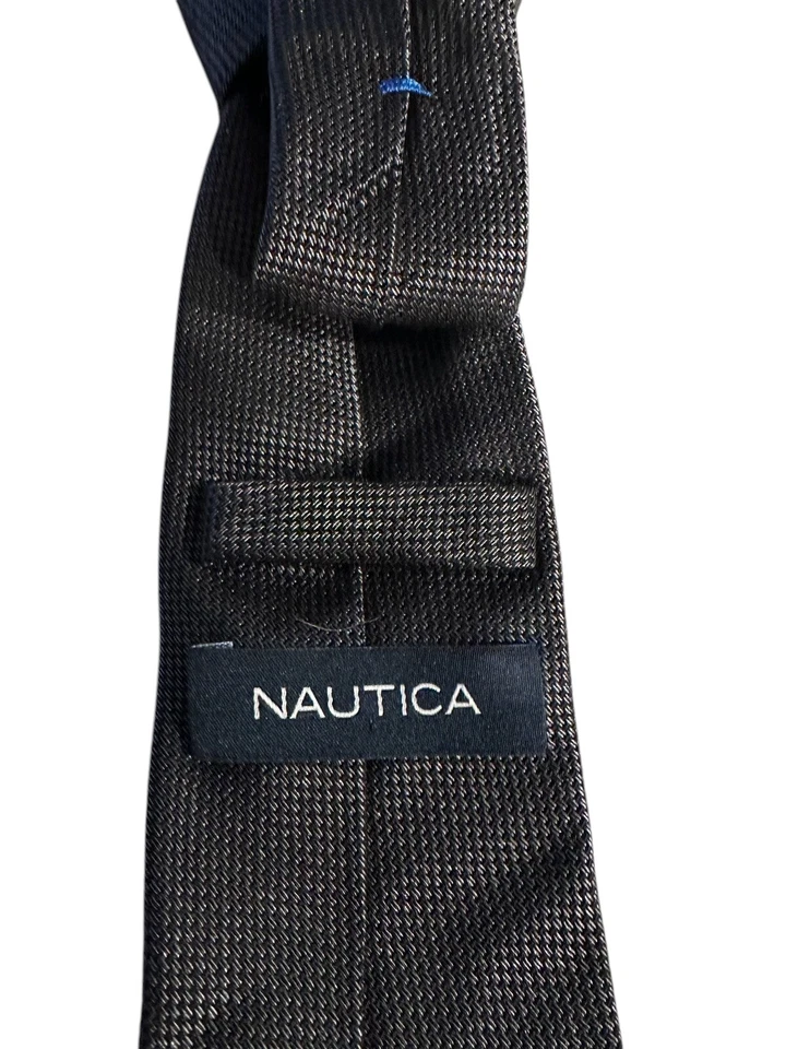 Corbata para hombre Nautica negra/plateada mezcla de poli seda diseñador nunca usada Foto 2 de 4