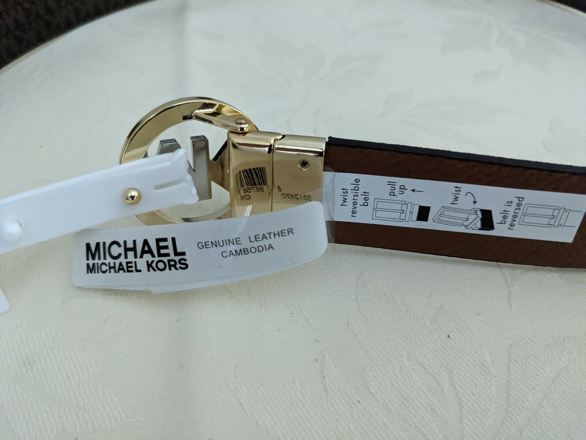 Michael Kors Twist Reversible Belt Floral Print & Monogram Logo Sz Large Michael Kors 558385 Cream MK Logo/Light Pink With Gold  main image 3