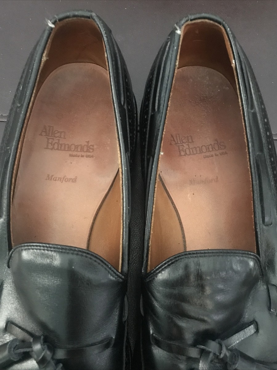 Allen Edmonds Manford Black Leather Tassel Loafers Wingtip  display picture 3