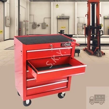 Rolling Mechanics Tool Cart, 5 Drawers with lock, Steel Storage Cabinet, Red
