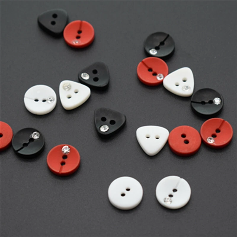 10X 2-Hole Button Plastic Diamante Small Round Triangle Sew On DIY Craft 11.5mm - Image 2 of 4